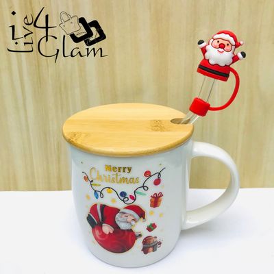 Christmas Ceramic Mug with Straw Cover Style 4