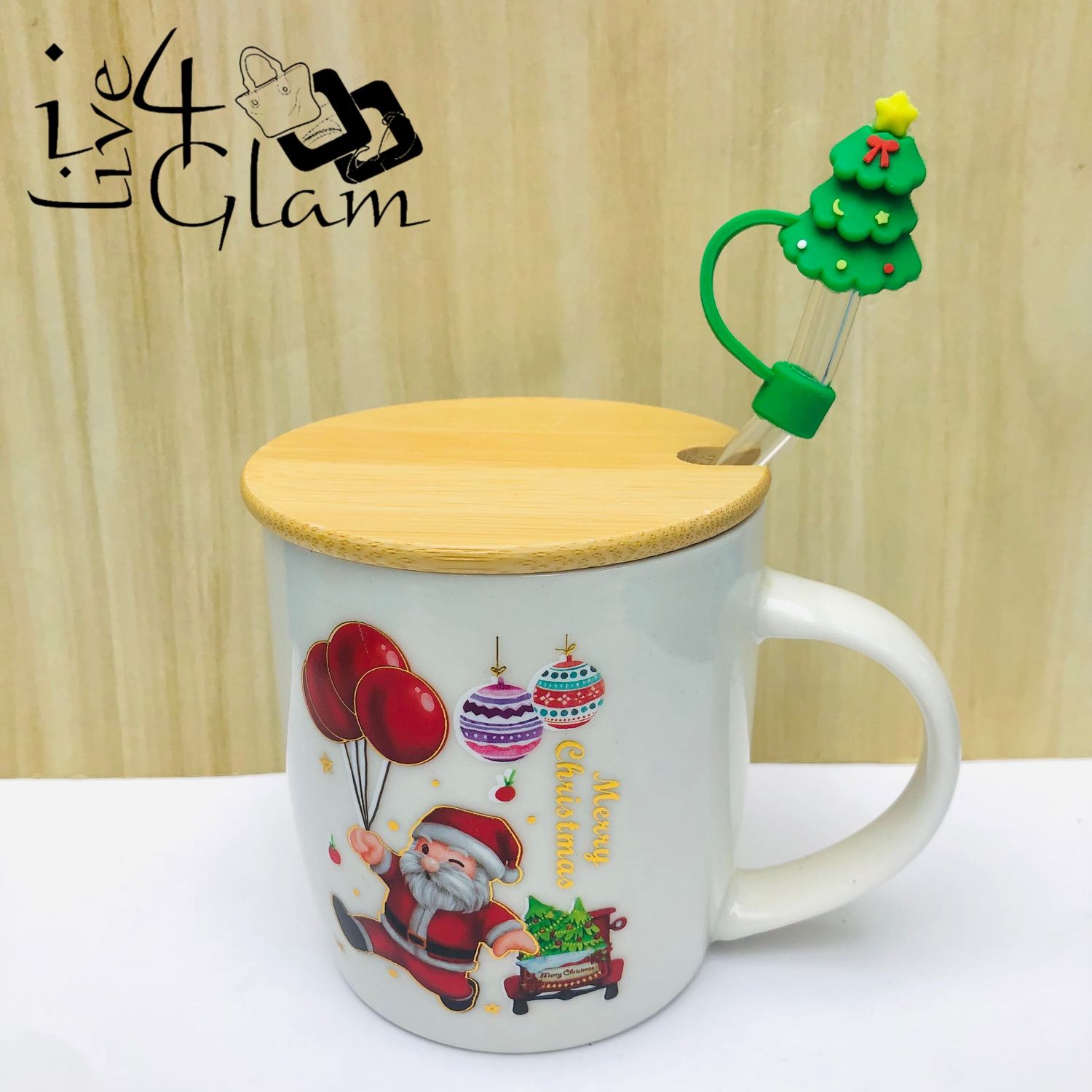 Christmas Ceramic Mug with Straw Cover Style 5