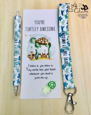 You&#39;re Turtley Glow Turtle Bookmark, Pen and Lanyard