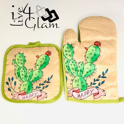Pot Pad and Oven Gloves Cactus Style 2