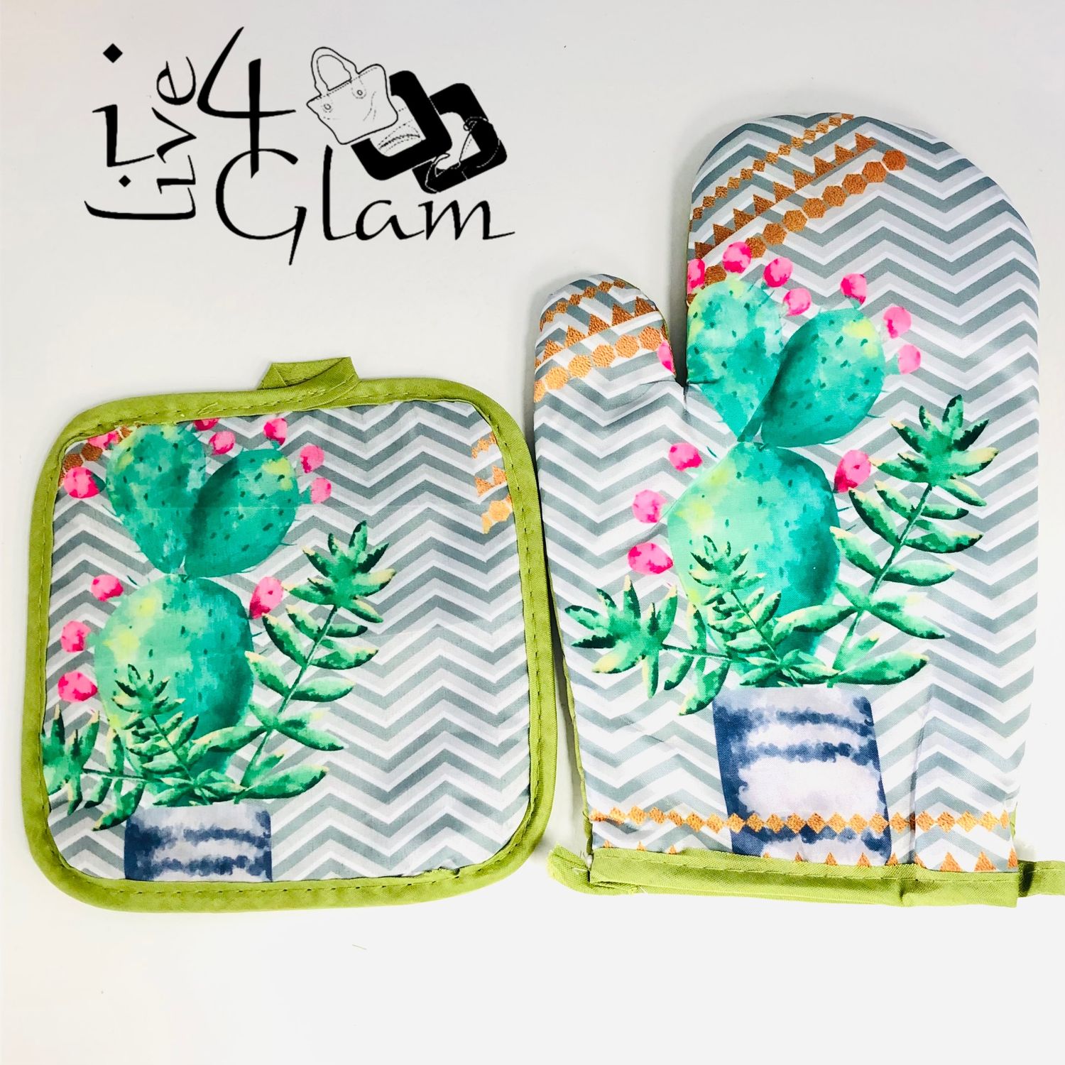Pot Pad and Oven Gloves Cactus Style 3