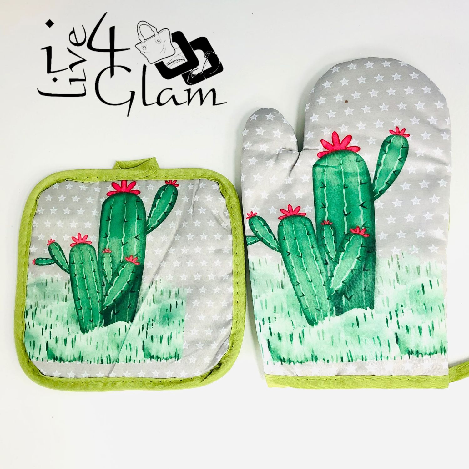 Pot Pad and Oven Gloves Cactus Style 1