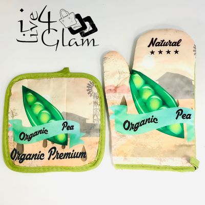 Pot Pad and Oven Gloves Peas