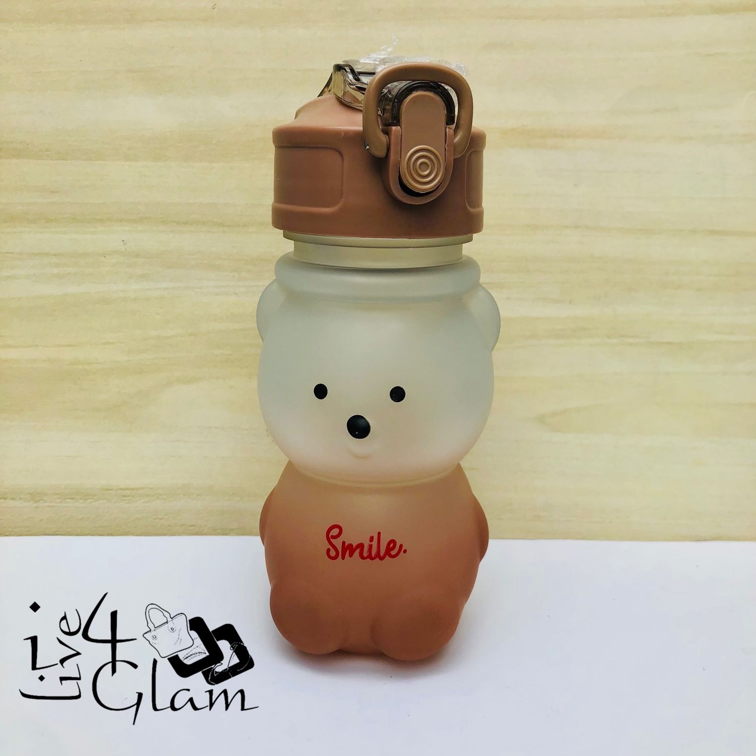 Mini Bear Bottle w Straw Brown