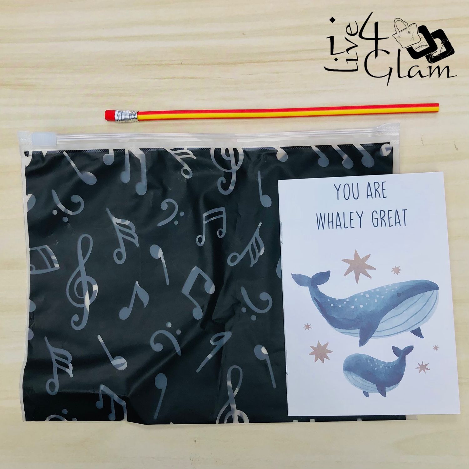 Music Note Waterproof Case, Pencil and Book Style 1