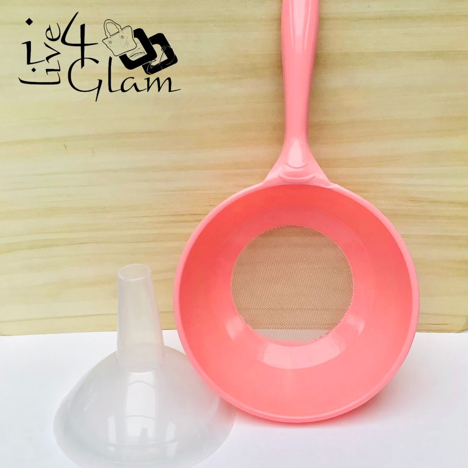Plastic Strainer with Funnel Pink