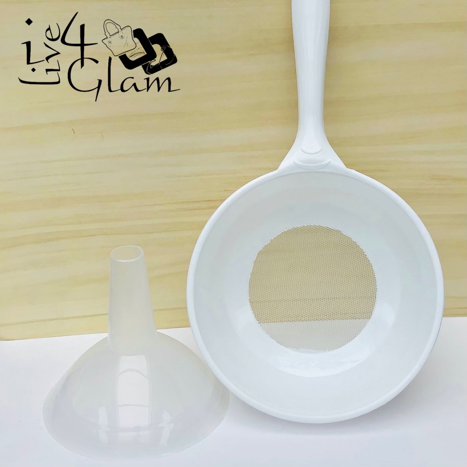 Plastic Strainer with Funnel White