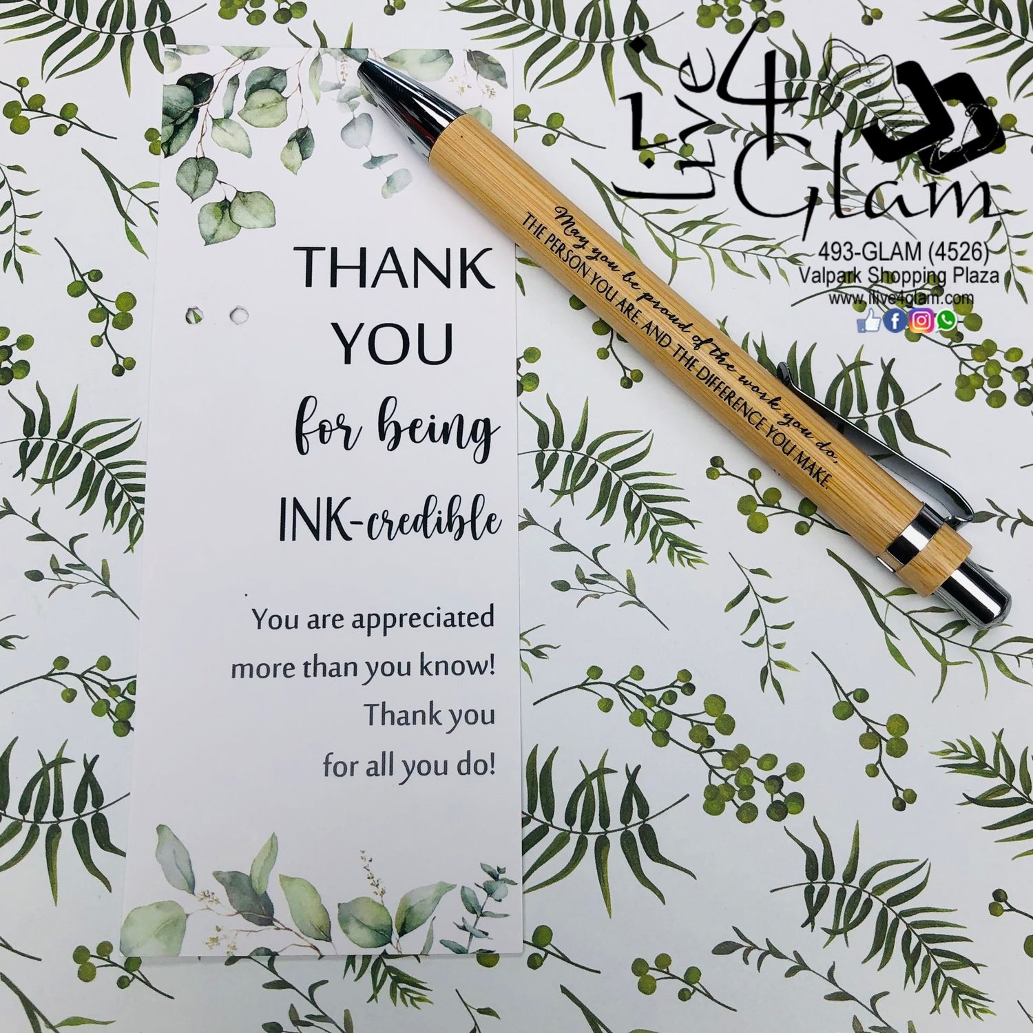 Thank you For Being Ink-Credible Pen and Bookmark