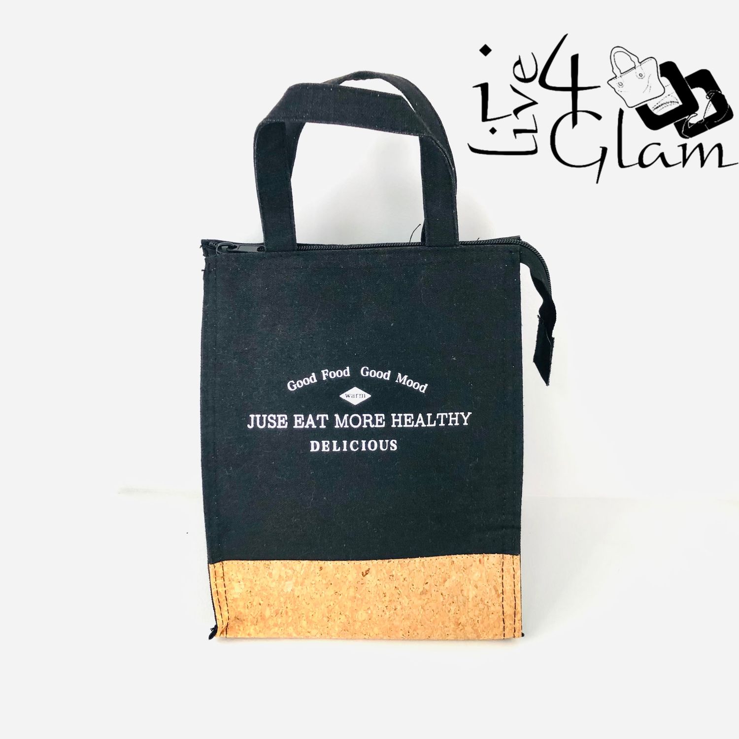 Cork Insulated Lunch Bag, Color: Black