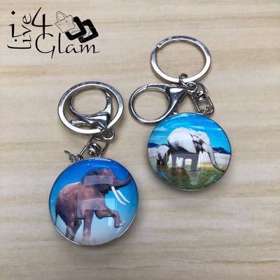 Glass Elephant Key Chain