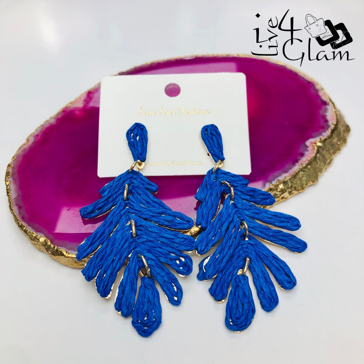 Fashion Leaf Hanging Earring Dark Blue