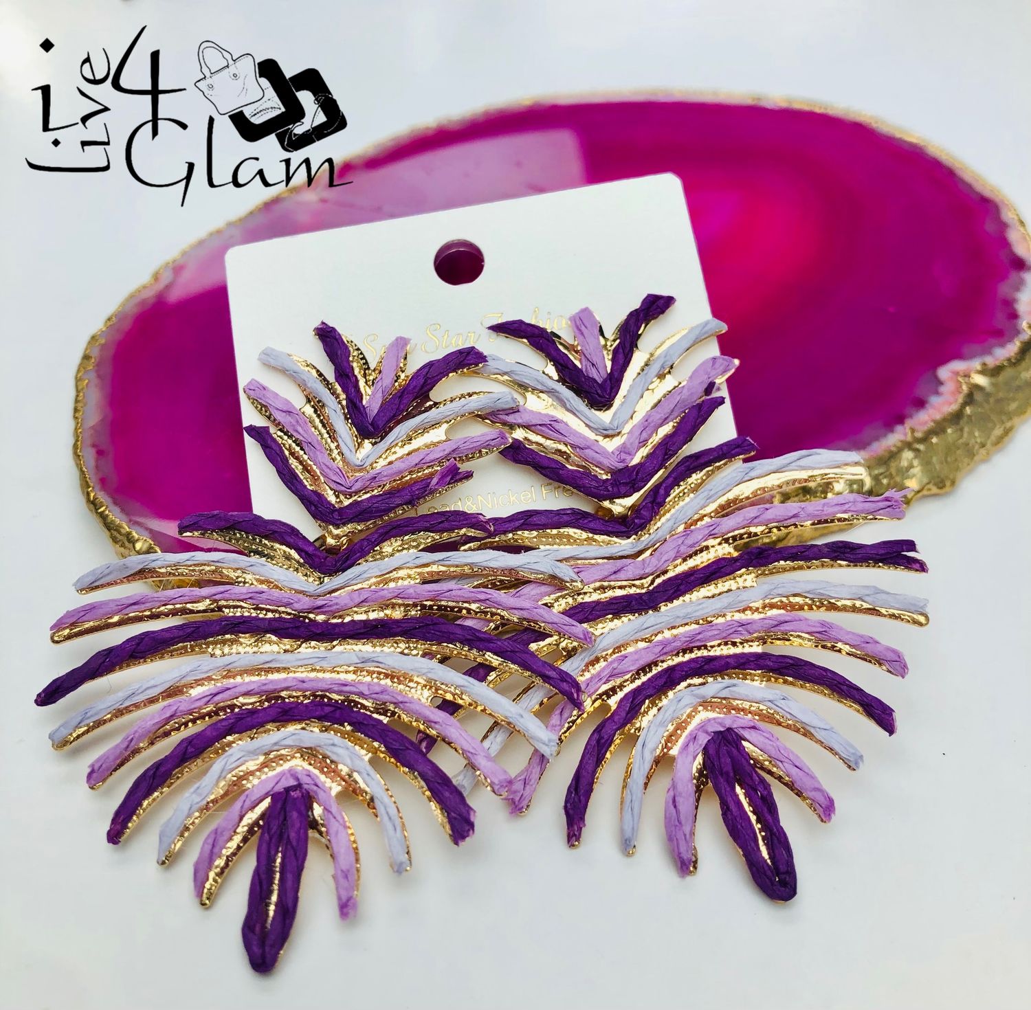 Fashion Palm Hanging Earring Purple