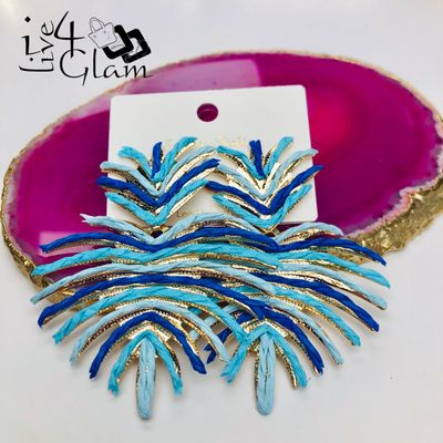 Fashion Palm Hanging Earring Blue  and Dark Blue