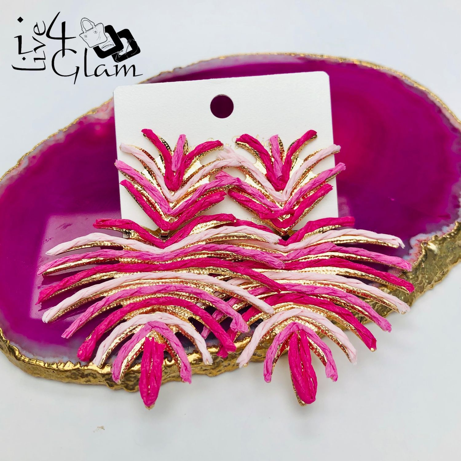 Fashion Palm Hanging Earring Pink