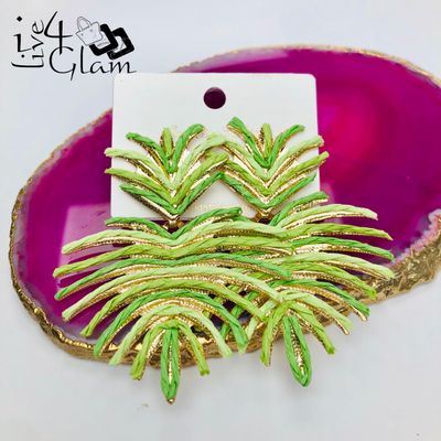 Fashion Palm Hanging Earring Green
