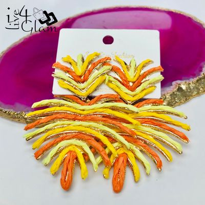 Fashion Palm Hanging Earring Orange and Yellow