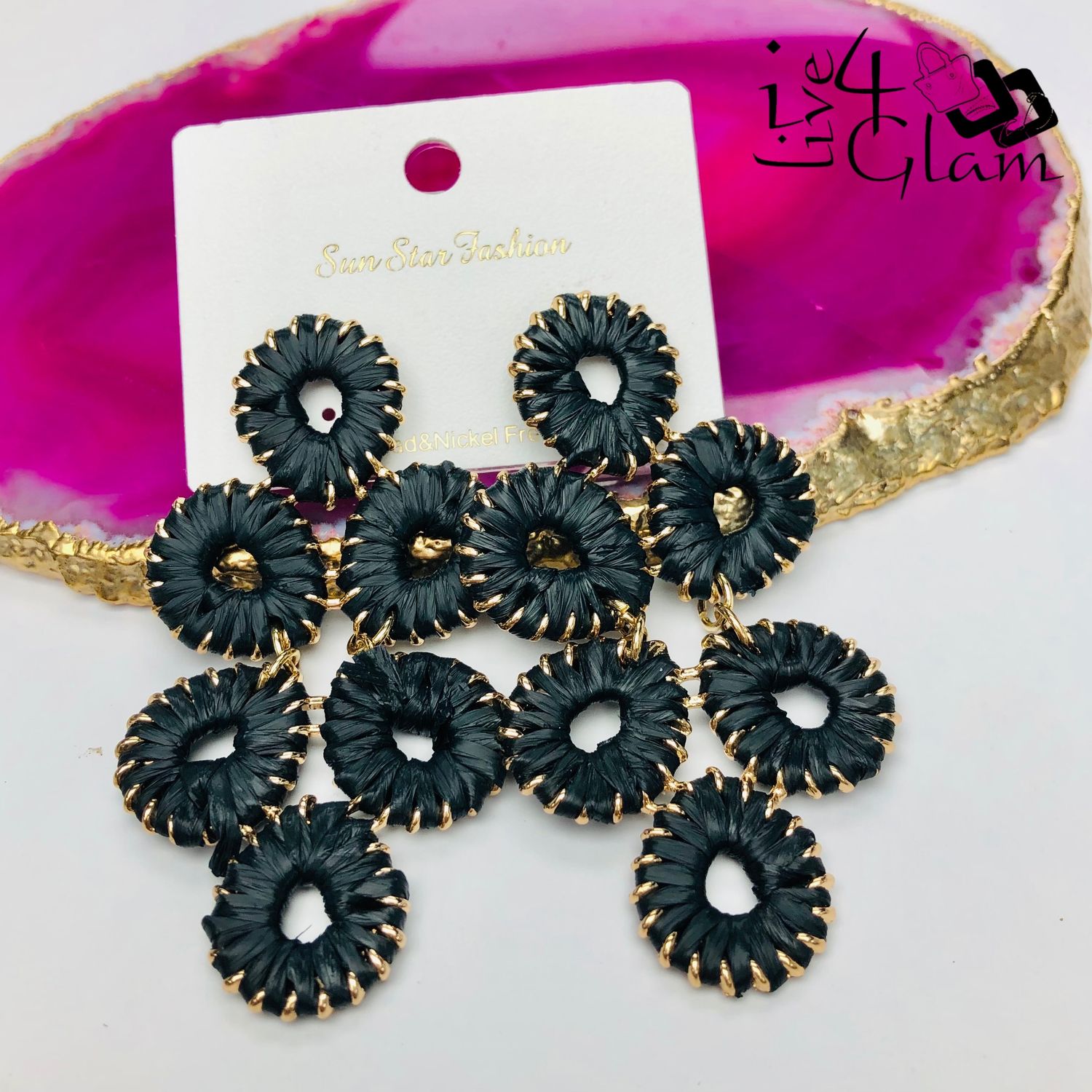 Fashion Drop Hanging Earring Black