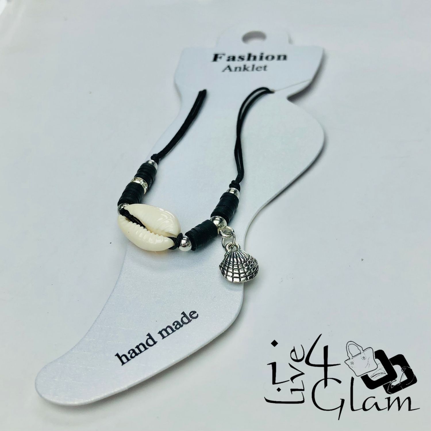 Shell Charm Anklet Black