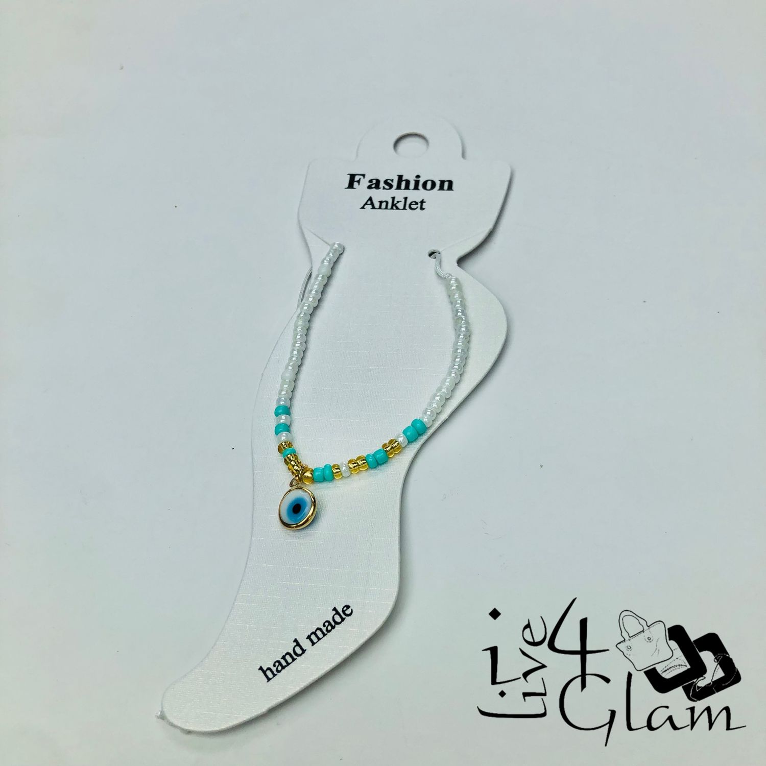 Evil Eye Charm Anklet Teal