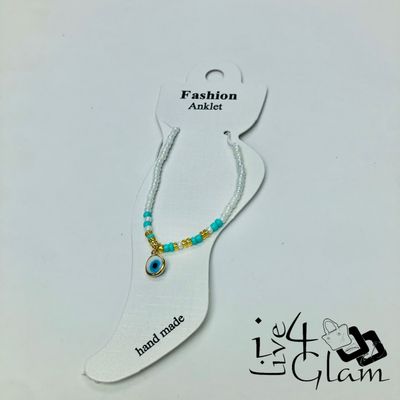 Evil Eye Charm Anklet Teal