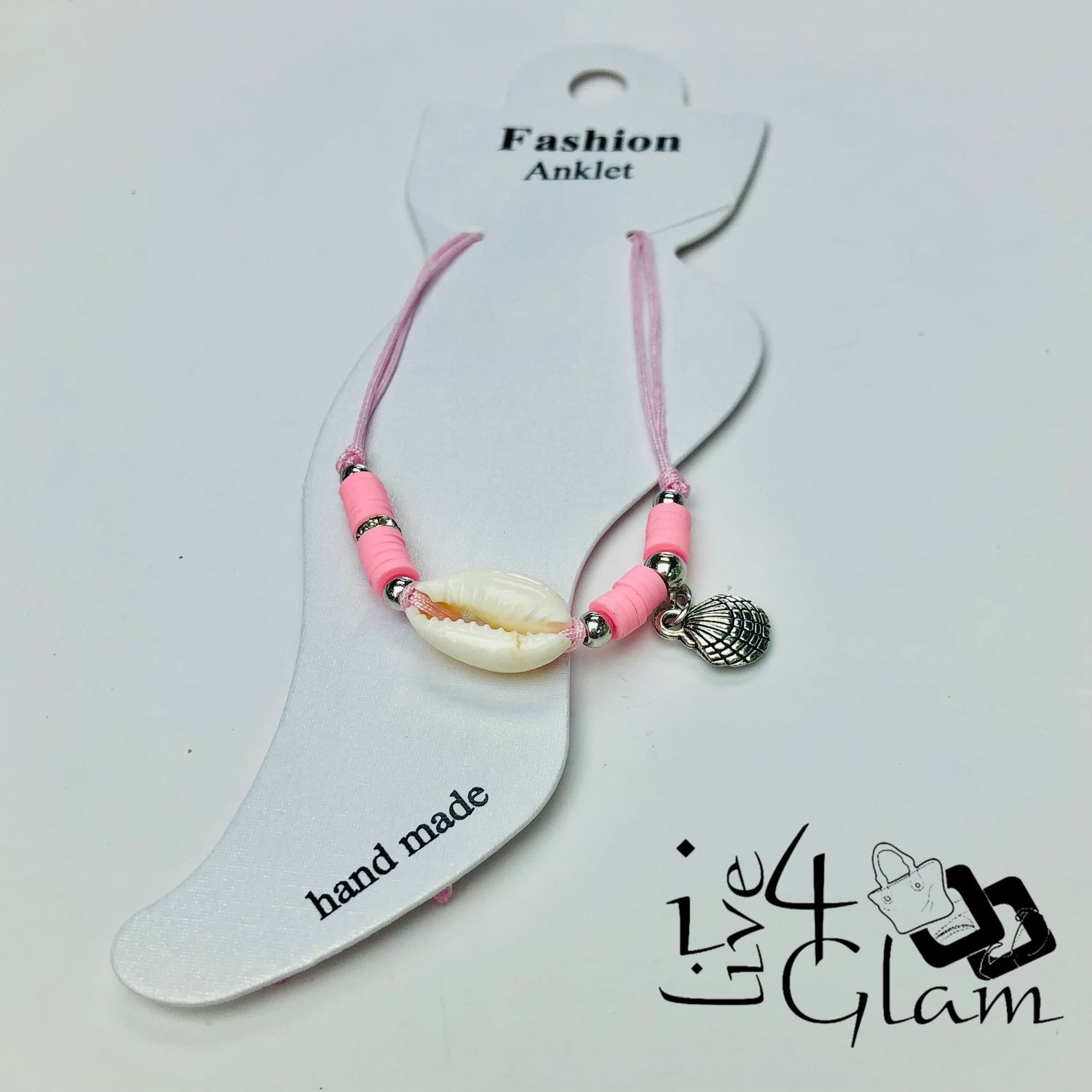 Shell Charm Anklet Pink