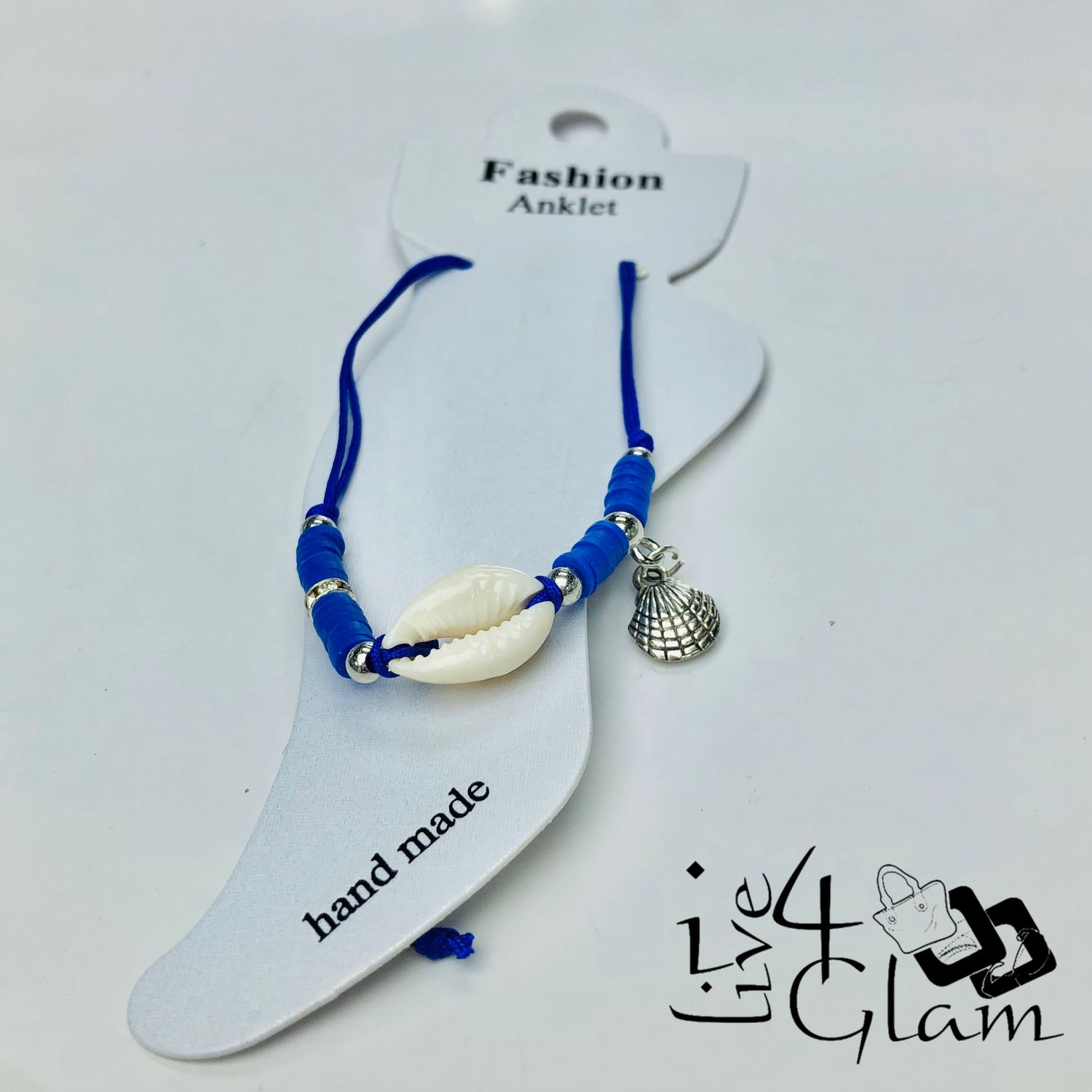 Shell Charm Anklet Blue