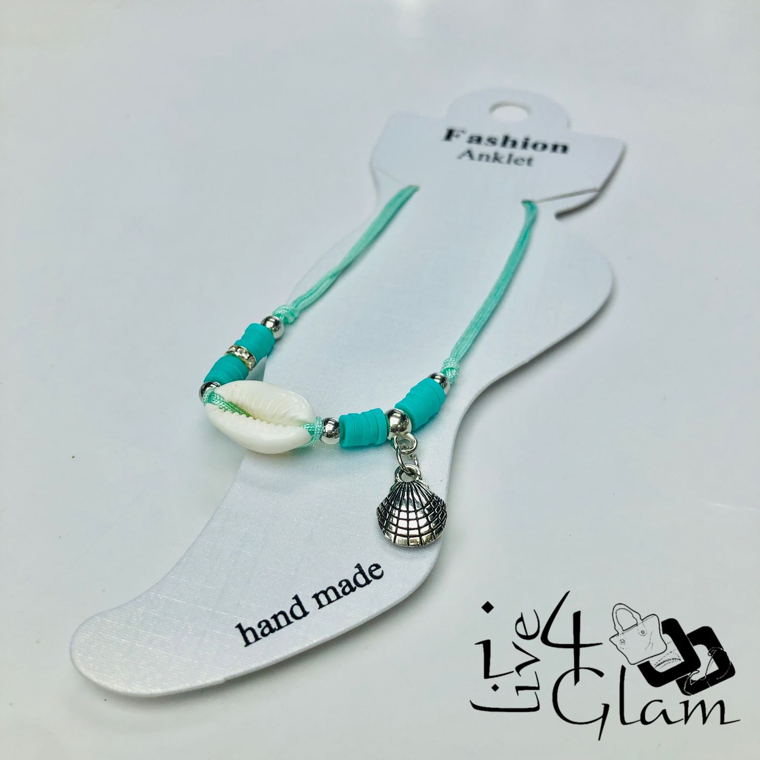 Shell Charm Anklet Teal