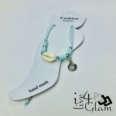 Shell Charm Anklet Light Blue