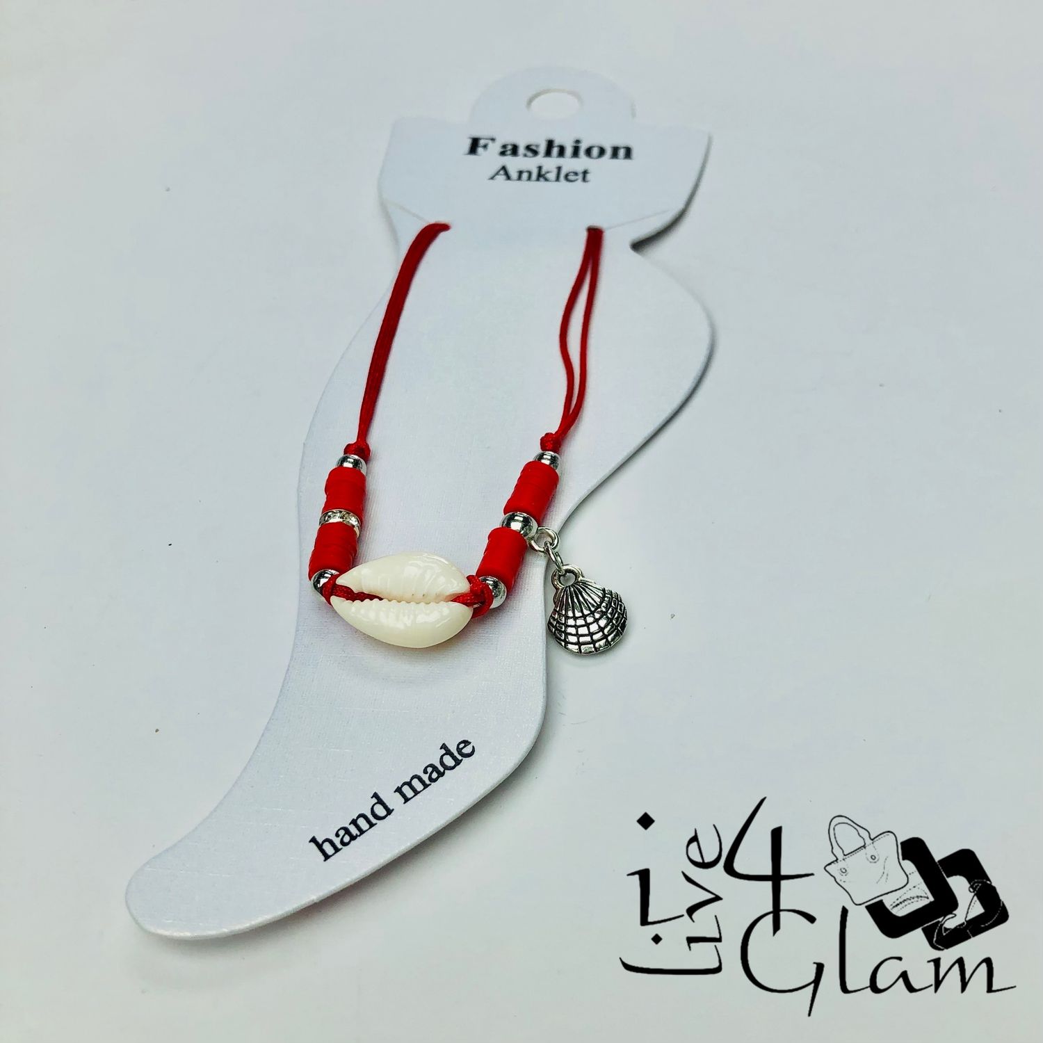 Shell Charm Anklet Red