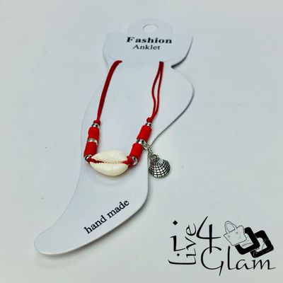 Shell Charm Anklet Red