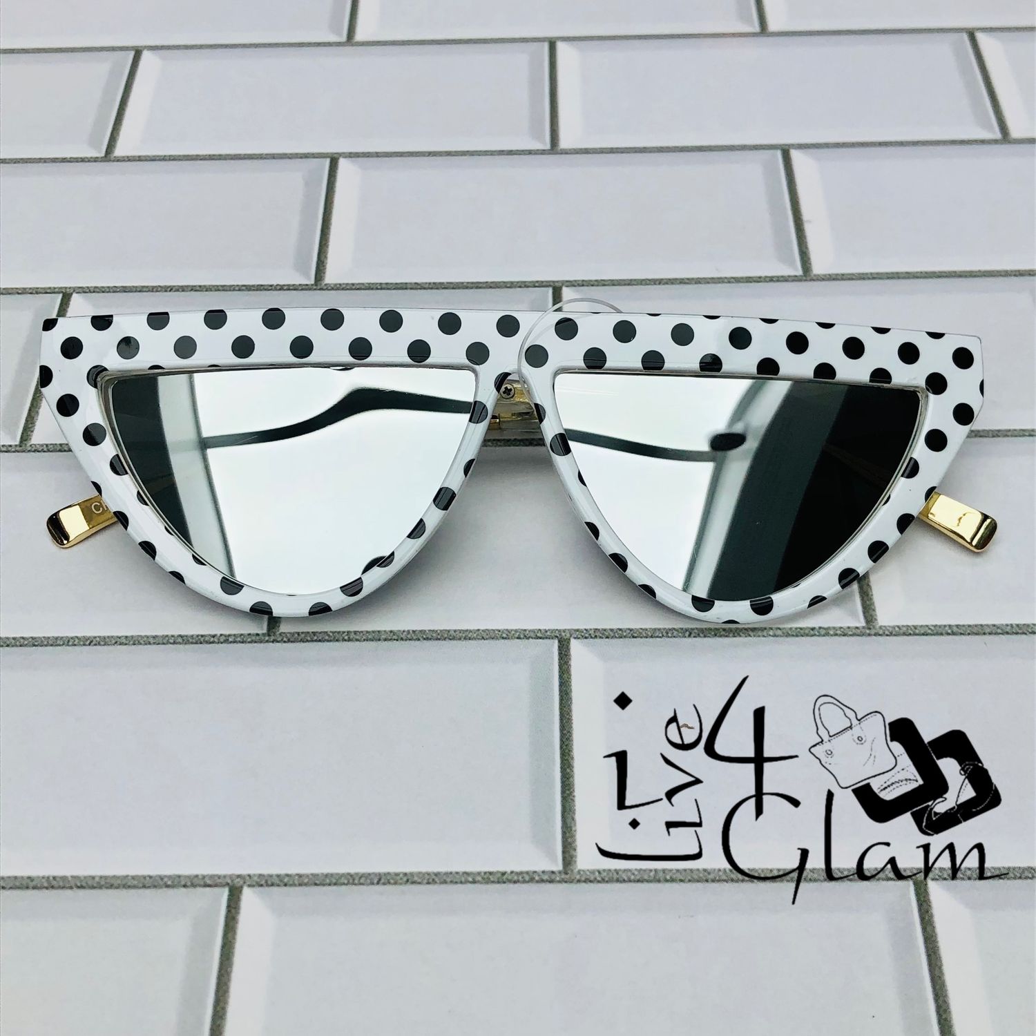 Polka Dot Sunglasses, Color: Black and White
