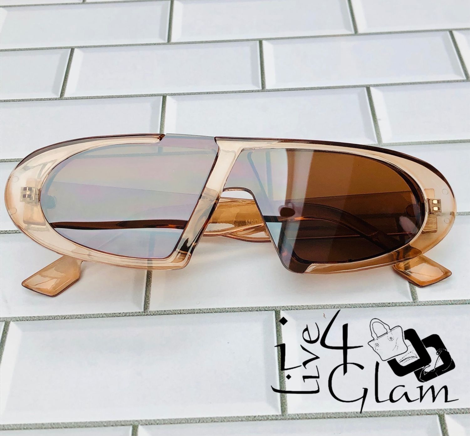 Oval Zig Zag Sunglasses, Color: Brown