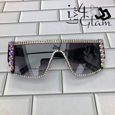 Wraparound Rhinestone Sunglasses Black