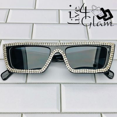 Full Rim Clear Cz Sunglasses Black