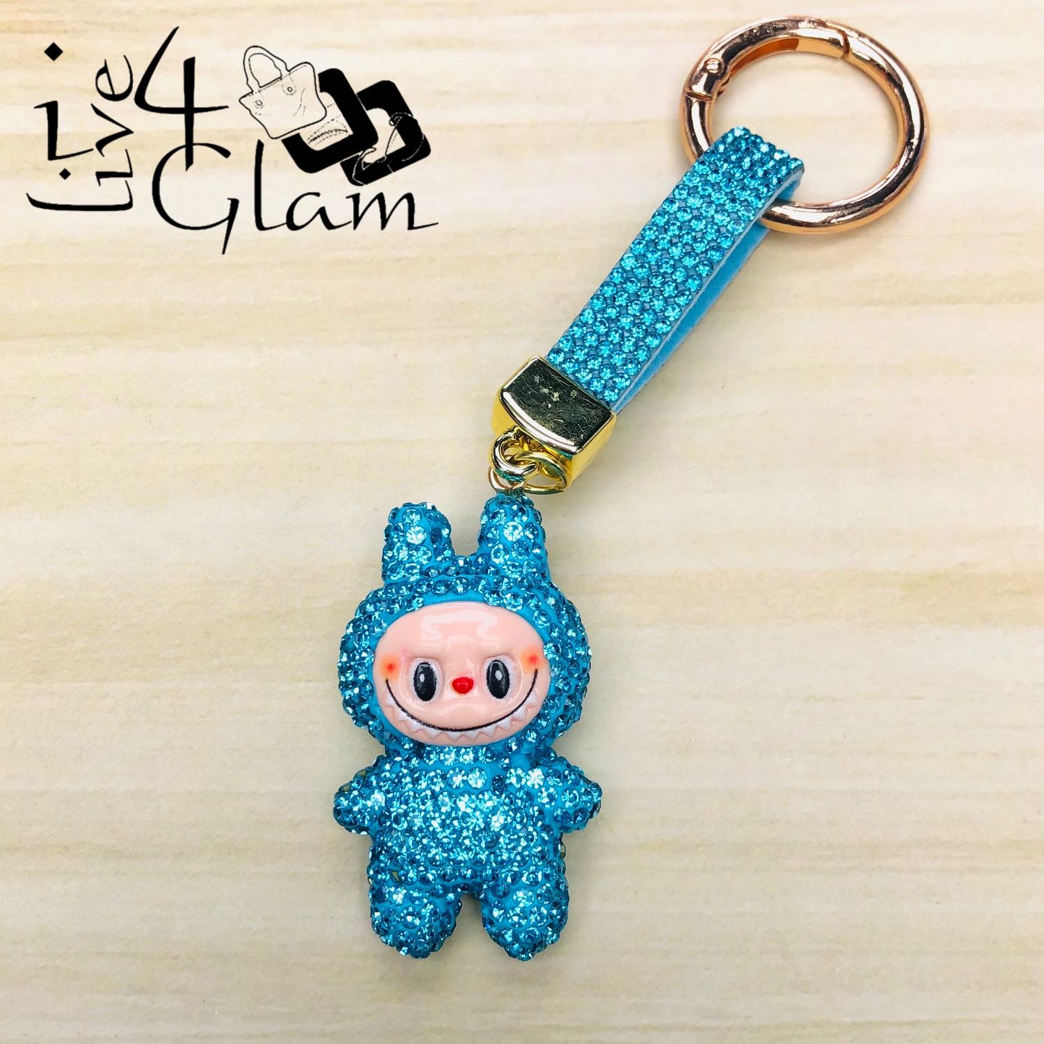 Rhinestone  Labubu Keychain Blue