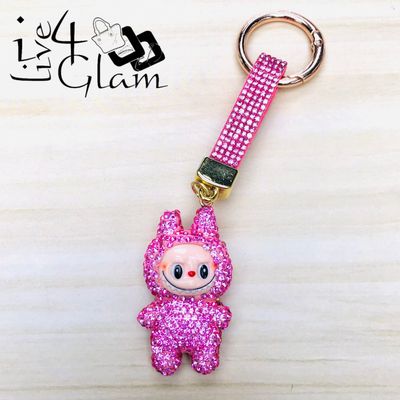 Rhinestone  Labubu Keychain Pink