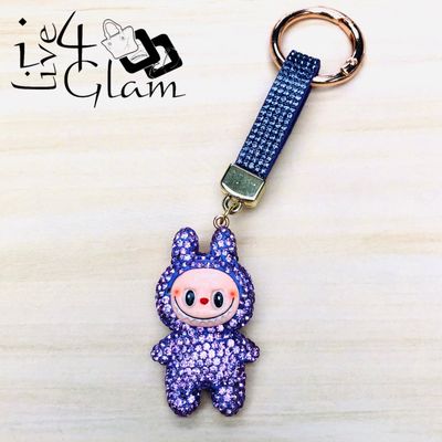 Rhinestone  Labubu Keychain Purple