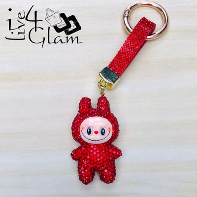 Rhinestone  Labubu Keychain Red