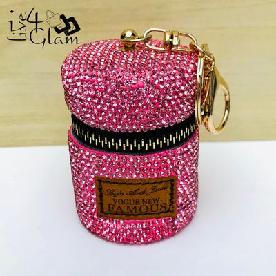 Rhinestone Pouch Keychain Pink