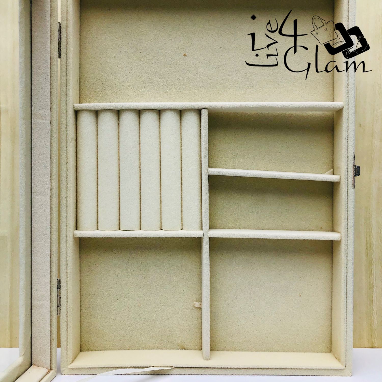 Large Velvet Jewelry Organizer Beige