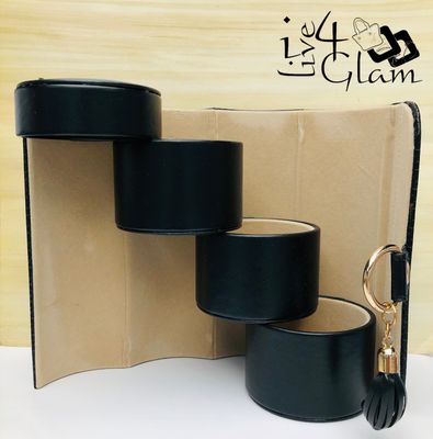 Black Three Tier Cylindrical Travel Jewelry Box