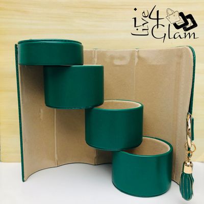 Green Three Tier Cylindrical Travel Jewelry Box