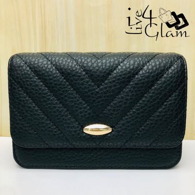 Quilted Crossbody Bag with Gold Accents Black