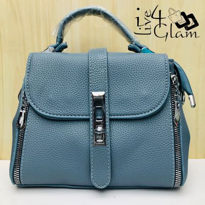 Faux Leather Blue Handbag