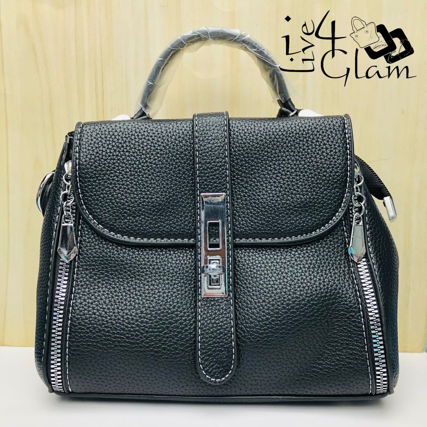 Faux Leather Black Handbag