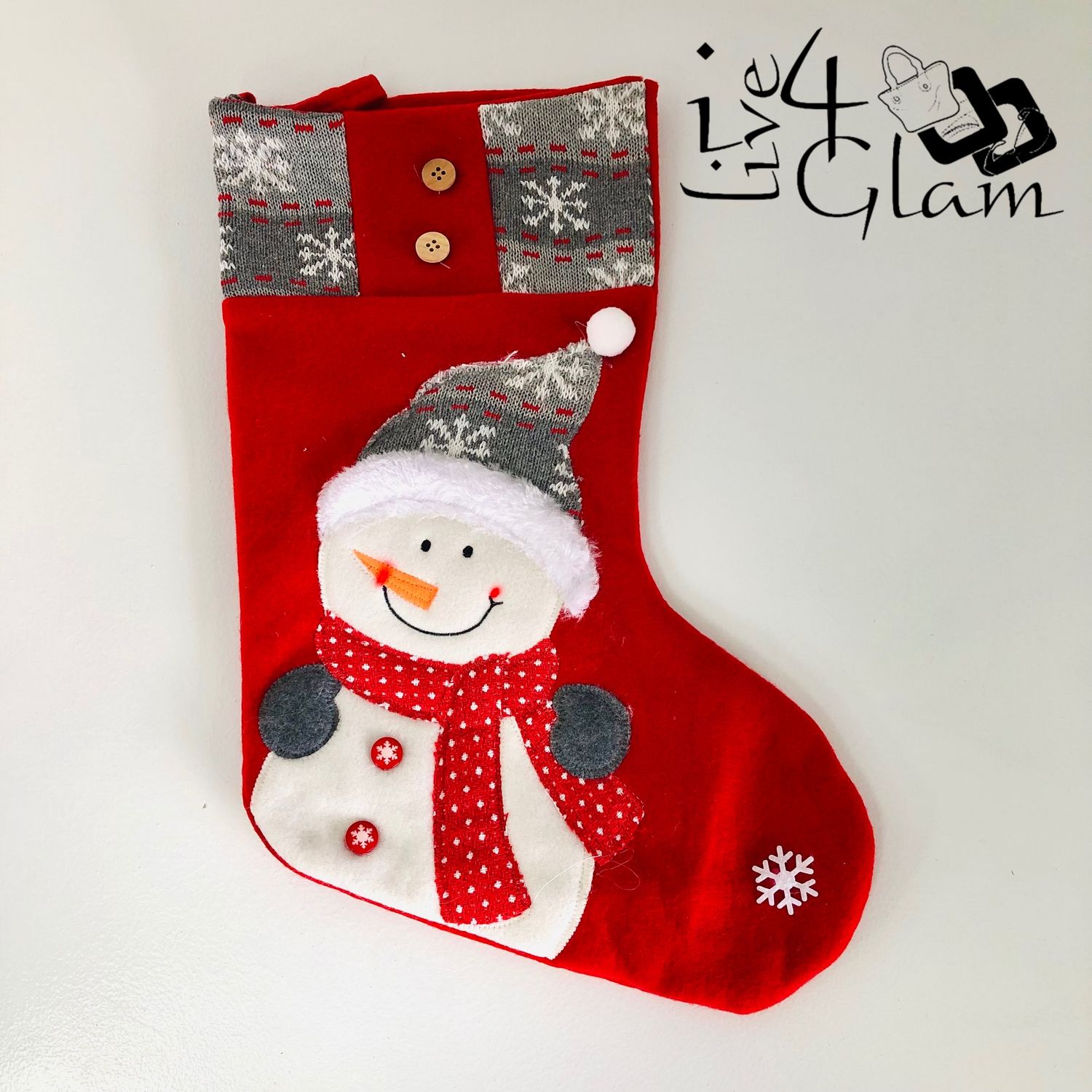 Red Christmas Stocking Snowman