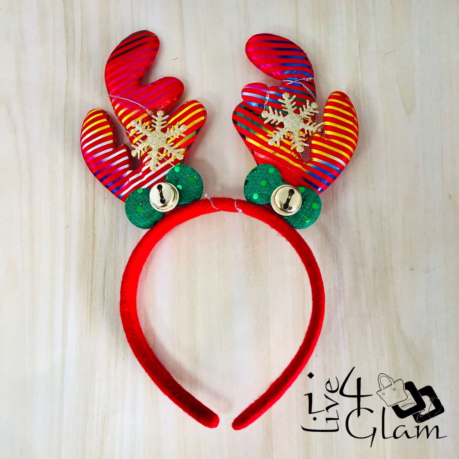 Red Christmas Reindeer Light Up Bando with Bell