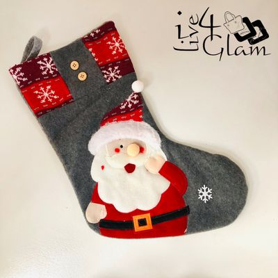 Gray Christmas Stocking Santa