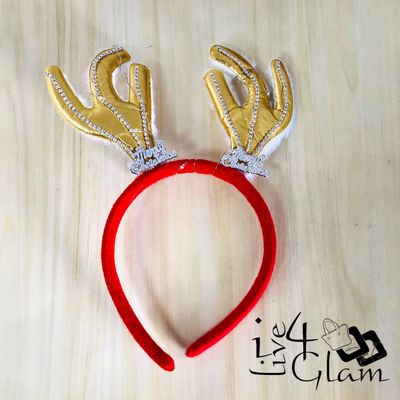 Fur Christmas Reindeer Light Up Bando Gold