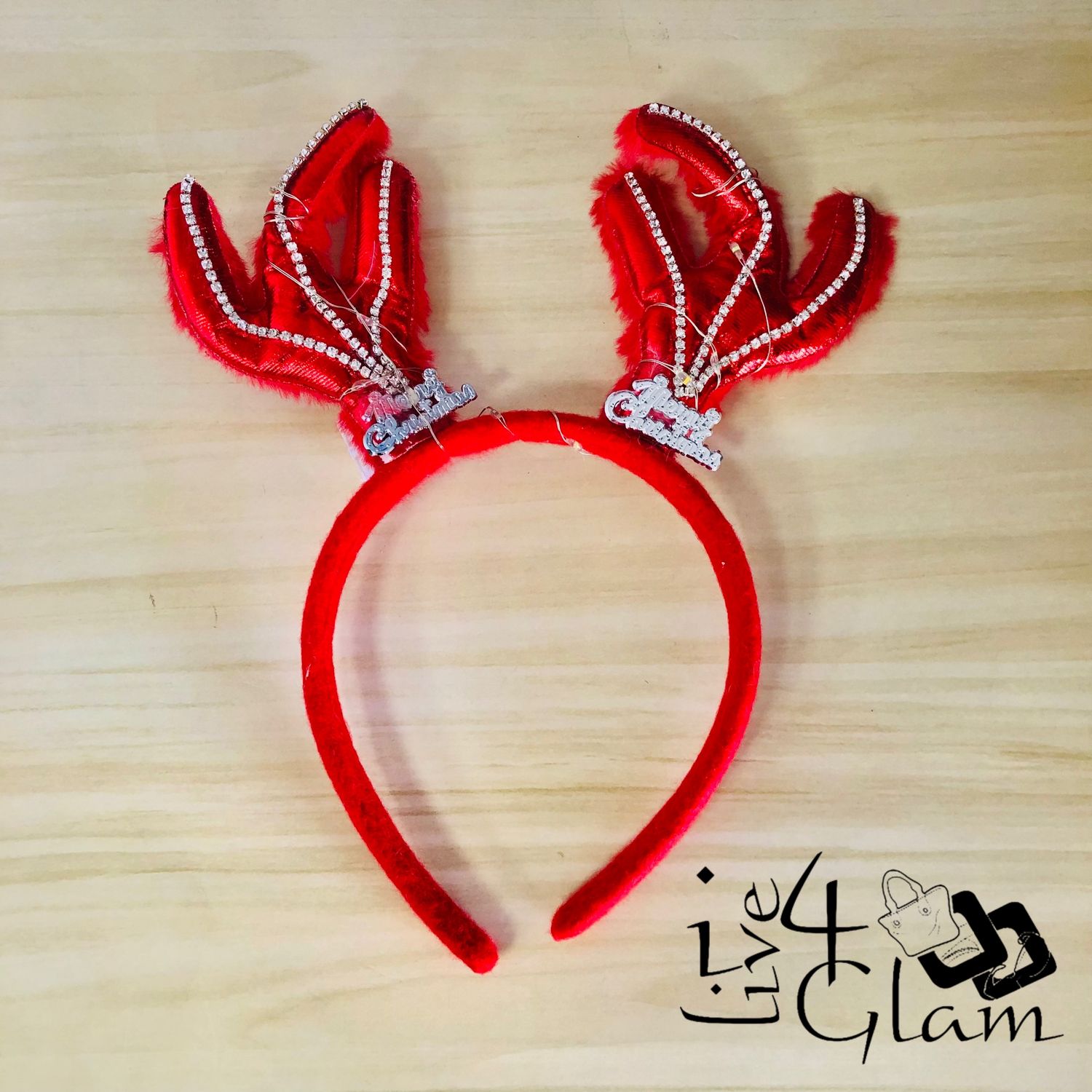 Fur Christmas Reindeer Light Up Bando Red